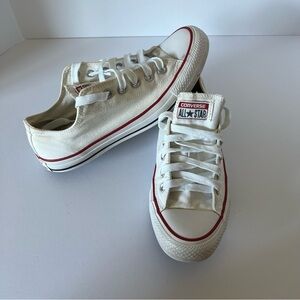White low top Converse All Star lace up sneakers women’s size 8.5